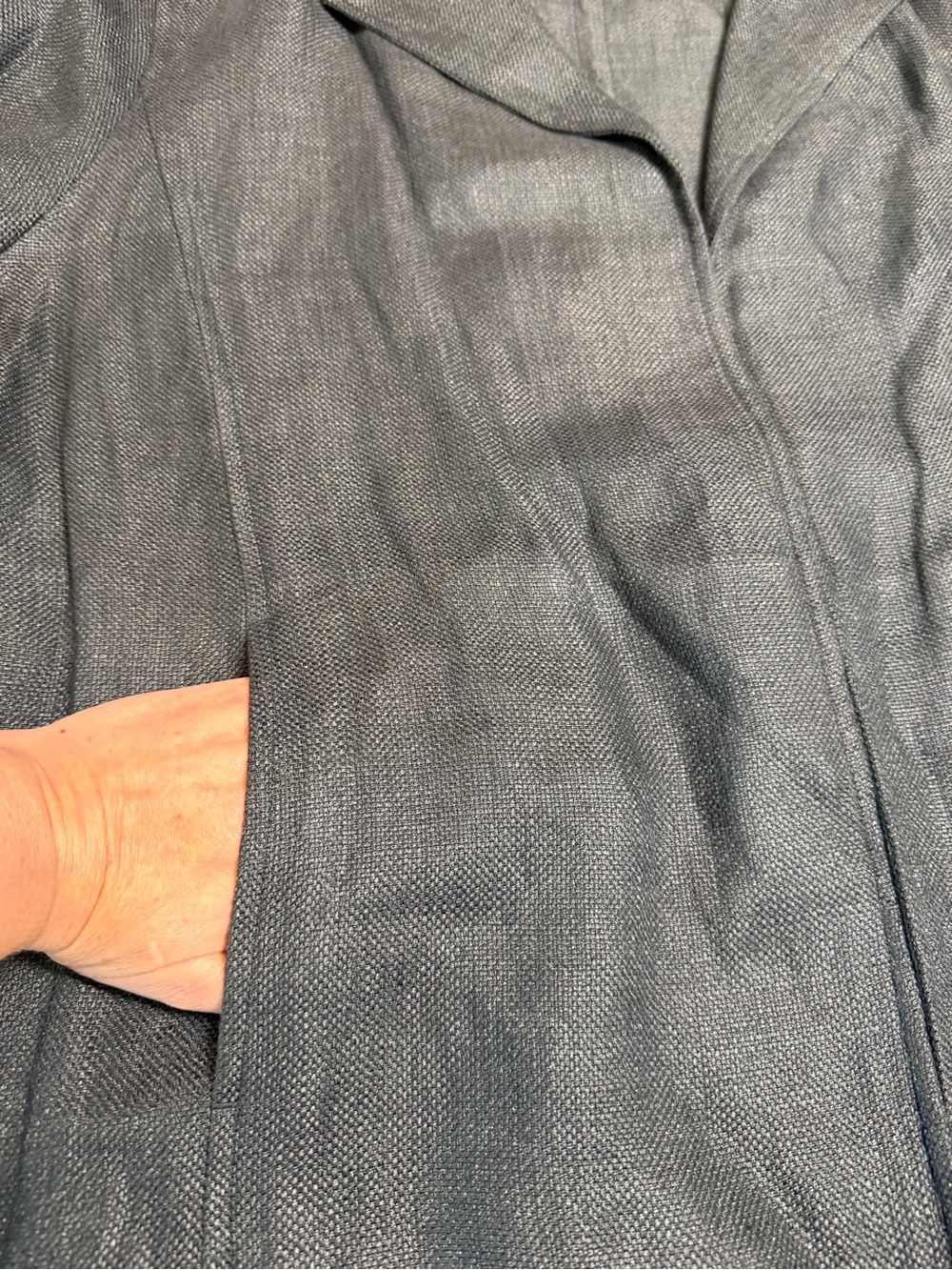Eileen Fisher Jacket Gray Linen Blend Sz Xl Lagenlook Minimalist Open Front - Picture 10 of 14